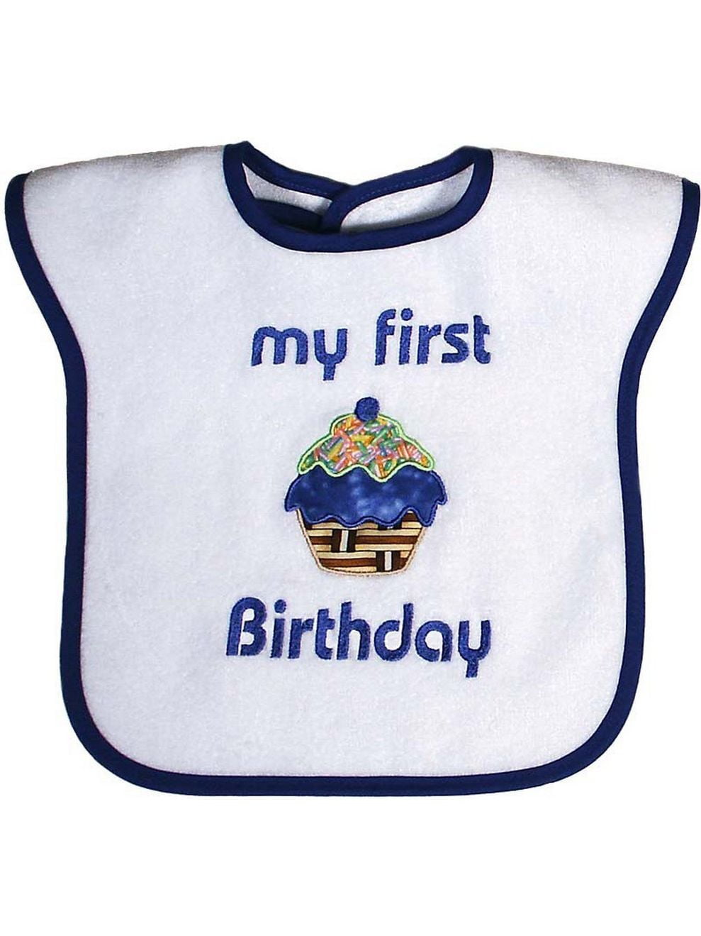 Baby Boys "My First Birthday" Appliqued Bib Royal by Raindrops
