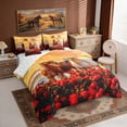 thumbnail image 2 of Erosebridal 3D Horse Twin Bedding Sets, Red Blossoms Bedding Comforter Set, 2 of 6