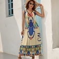 thumbnail image 5 of Egyptian Scarab Print Womens Night Club Maxi Dress V Neck Sleeveless Bohemia Long Dresses, 5 of 9
