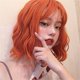 thumbnail image 2 of Christmas gift - heat resistant \Orange air bangs peluca mujer corto pelo rizado（40cm）Human hair / high quality simulated wig, 2 of 4
