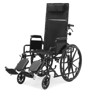 Magshion *FDA APPROVED* Recliner Folding Wheelchair with Detachable Armrests & Swing Away Elevating Legrests, Reclining Wheelchair with 18.5" Seat, Black
