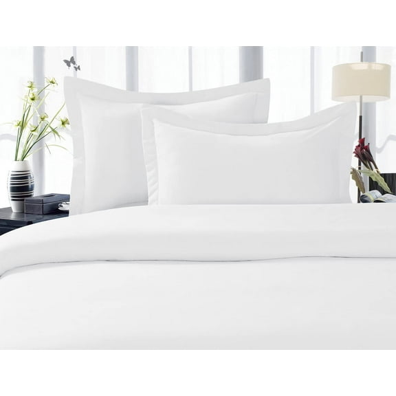 Elegant Comfort, Duvet Set 3 Piece 2 Pillow Shams King/Cal King White, Solid Print