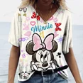 thumbnail image 4 of Camiseta vintage para mujer, cuello en V, moda, top con estampado de Mickey Mouse de Disney, estilo callejero, camisa holgada, informal, para uso diario, manga corta, 4 of 5