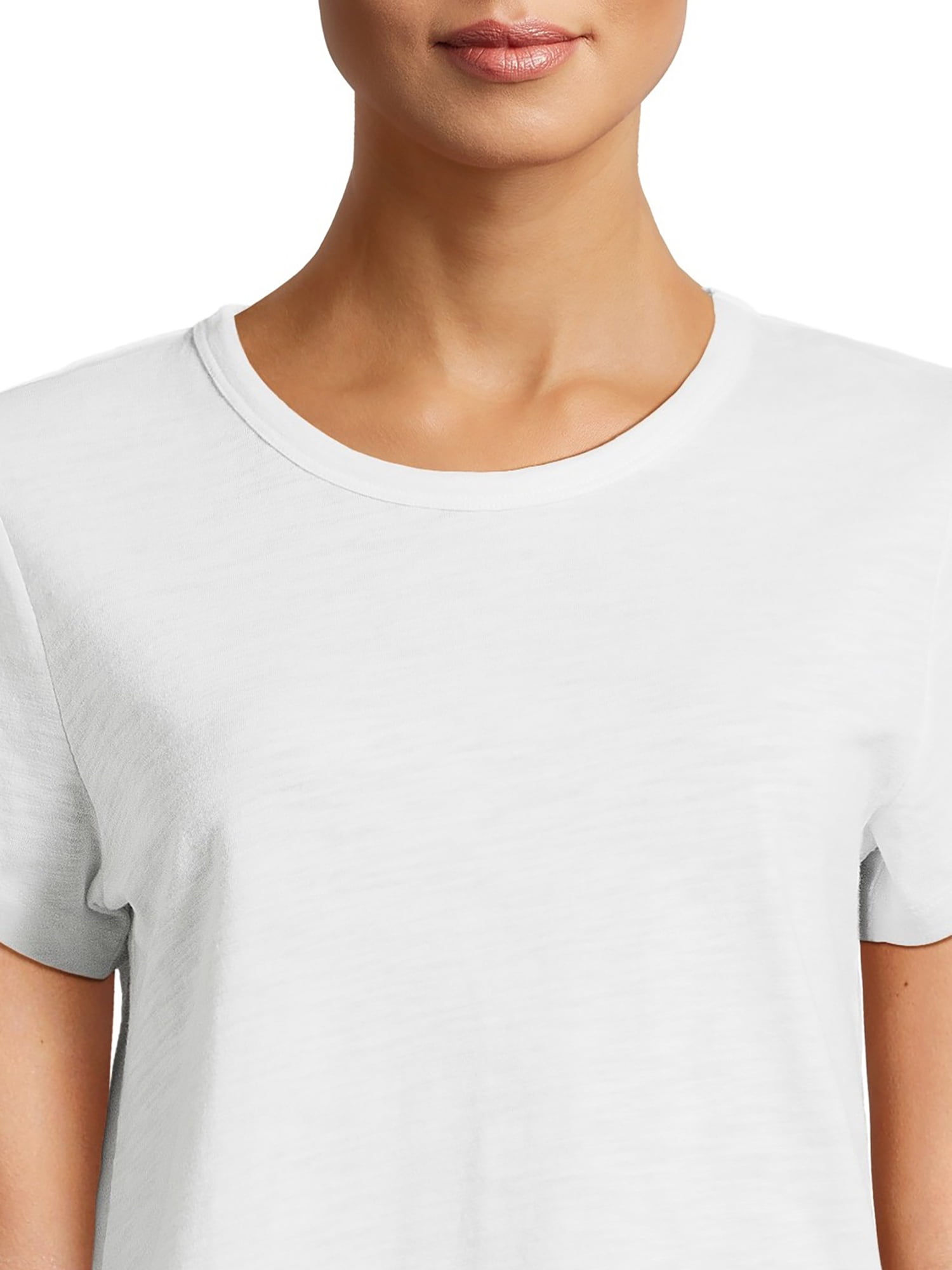 Time and Tru Women’s Slub Jersey Crewneck Tee with Short Sleeves, Sizes XS-XXXL