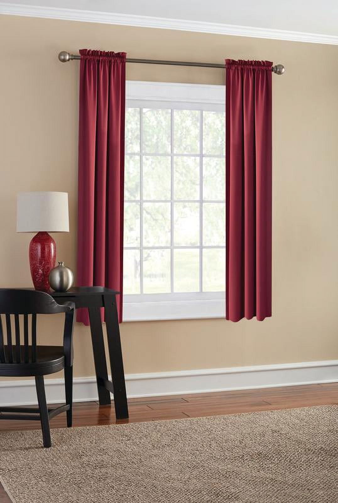 (2 pack) Mainstays Blackout Curtain Panel Pair, Set of 2, Brick Red, 30"W x 63"L