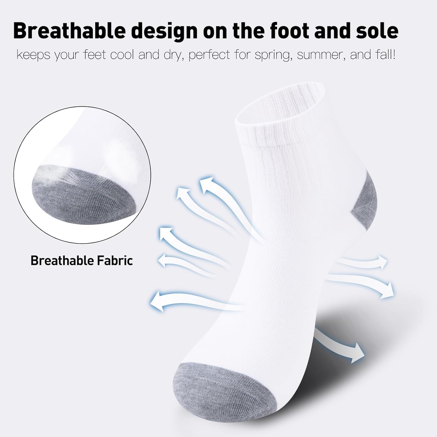 30 Pairs Ankle Socks For Men/Women - Breathable Mens Socks Size 10-13 Mini Crew Quarter Sock Value Pack in Bulk