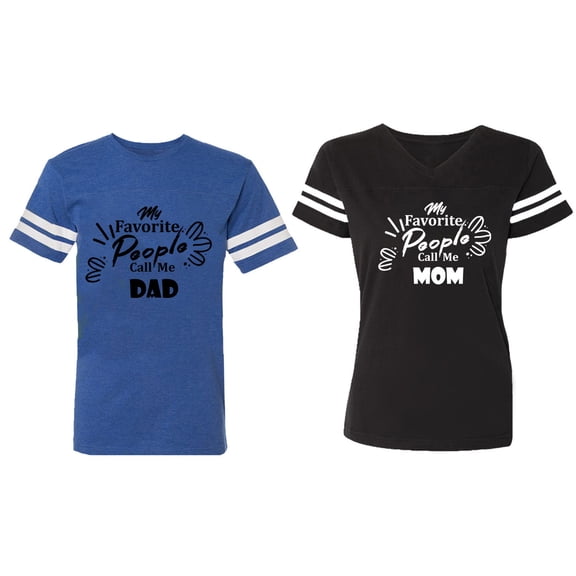 My Favorite People Call Me Dad Mom Matching Couple Cotton Jerseys (Men Royal / Women Black) (Men S / Women S)