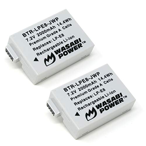 Wasabi Power Battery for Canon LP-E8 (2-Pack) for Canon EOS 550D, EOS 600D, EOS 700D, EOS Rebel T2i, EOS Rebel T3i, EOS Rebel T4i, EOS Rebel T5i