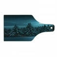 thumbnail image 1 of Night Cutting Board, Tranquil Blue Moon in Woods Covered Snow Serene Winter View Scene, Decorative Tempered Glass Cutting and Serving Board, Wine Bottle Shape, Turquoise Teal White, by Ambesonne, 1 of 1