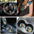 thumbnail image 3 of Yuyamidu Highland Cow Car Seat Covers Full Set with Steering Wheel Cover Blue Flower Car Carpet Mats Seat Belt Pads Handbrake Cover Set Auto Cup Holders, 15 PCS, 3 of 6