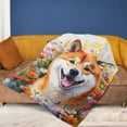 thumbnail image 4 of Welcome Spring Summer Shiba Inu Portrait Flower Blue Sky Cozy Fleece Blanket Shibas Dog Lovers Gifts Idea Warm Soft Throw Blanket - 12001, 4 of 5