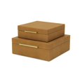 thumbnail image 2 of Lusan Square Decorative Box Set - Camel Brown Faux Shagreen, 2 of 11