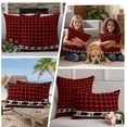 thumbnail image 5 of Red Black Plaid Outdoor Waterproof Pillow Covers, Country Vintage Bear Buffalo Gingham Decorative Square Throw Pillowcase Sofa Cushion Sham for Patio/Couch/Chair, 16"x16" 2 Pack, 5 of 8