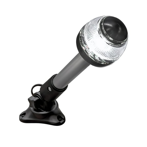 8" White LED Marine Navigation Anchor All-Round Boat Light [USCG ABYC A-16 3NM] [IP66 Waterproof] [Chrome & ABS] 3 Nautical Mile Visibility Fold Down Stern Light for Fishing Boat Yacht Pontoon