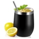 thumbnail image 4 of Juego de tazas de cáscara de huevo de acero inoxidable 304 de 12 oz, taza de aislamiento de vino de gran barriga en forma de U con cubierta de taza de pajita, cepillo negro, 4 of 10