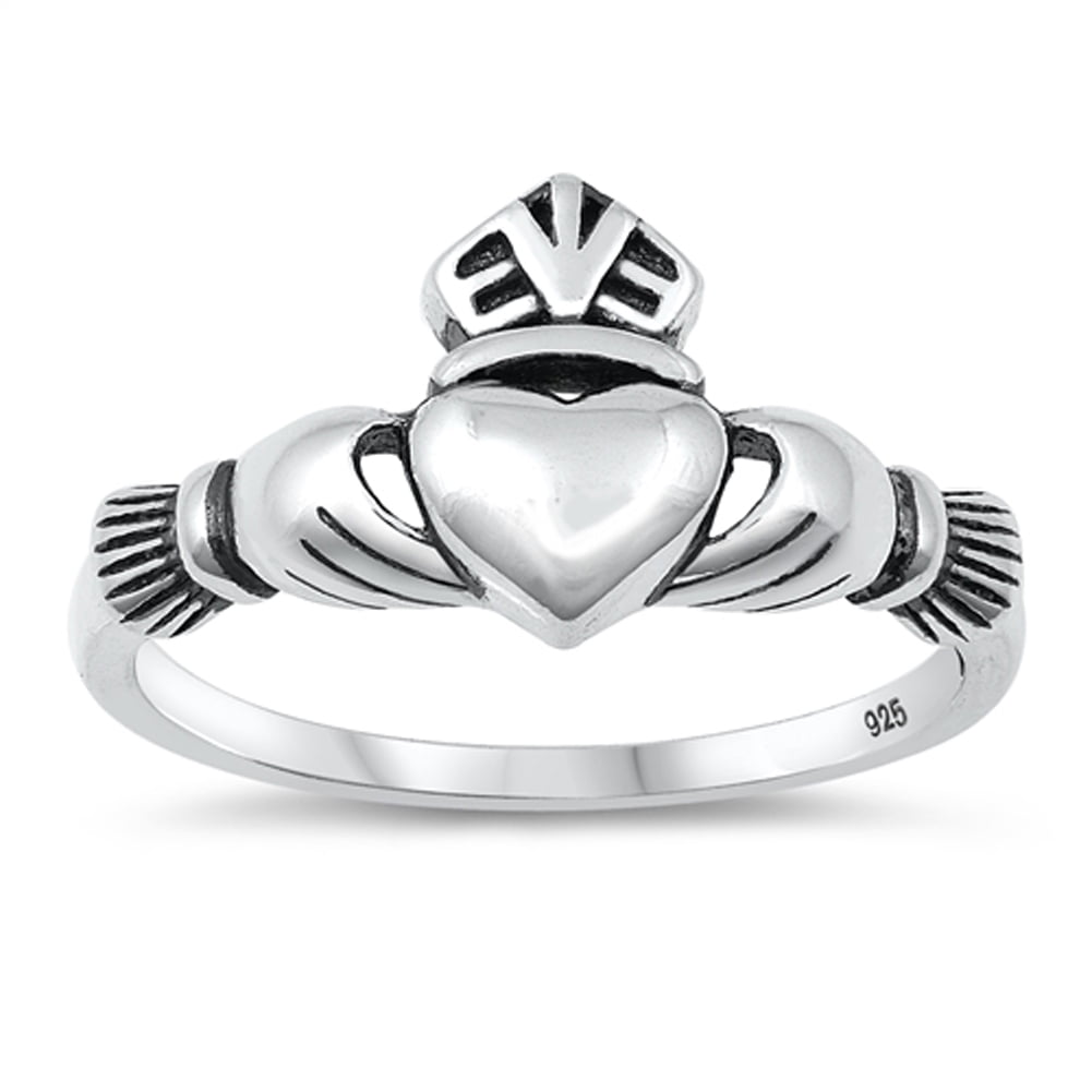Irish Claddagh Heart Friendship Ring New .925 Sterling Silver Band Sizes 4-10 
