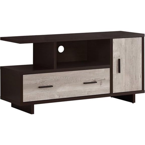 Pemberly Row 2 Door 48" Contemporary Wooden TV Stand Console in Cappuccino and Taupe