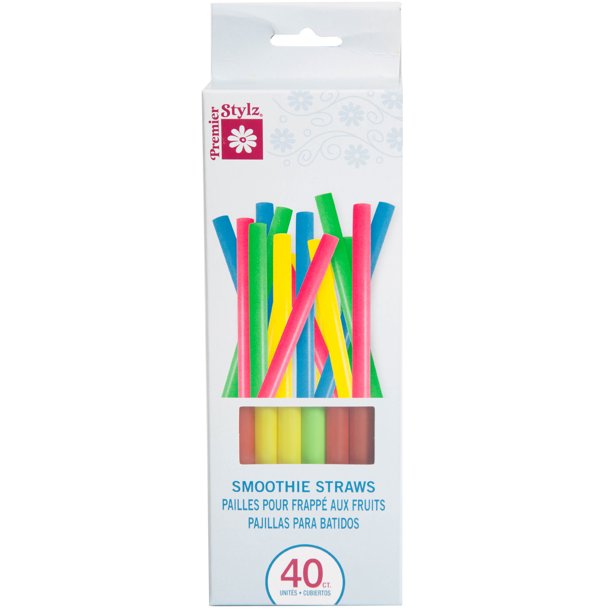 Assorted Color Plastic Smoothie Straws, 40ct