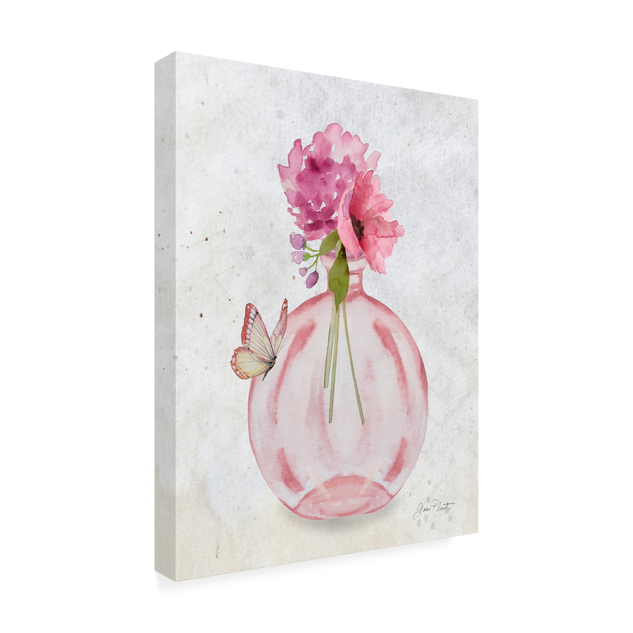 Canvas Wall Art - Jean Plout 'Pink Bottles 3' Wall Art for Living Room, Bedroom, or Office Décor by Trademark Fine Art - 18 x 24 Inches