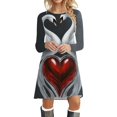 thumbnail image 2 of Long Dresses for Women Casual Casual Round Neck Dress with Valentine Heart Theme Print Fashionable Comfort Outfits Women's Casual Dresses Blue L, 2 of 4