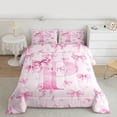 thumbnail image 2 of Castle Fairy Bow Letter Monogrammed P Queen Comforter Set,Princess Bedding Comforter Set, 2 of 8