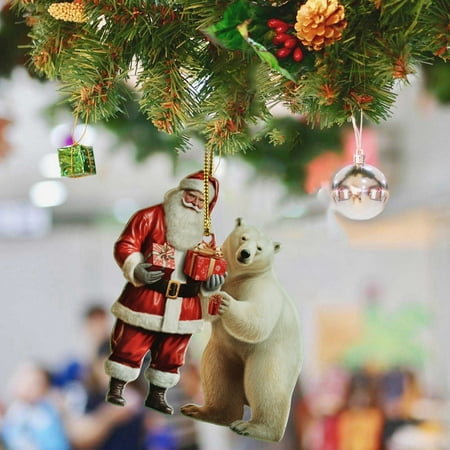 

2023 NEW Cute Polar Bear Christmas Scene Decoration Christmas Hanging Decoration Circular Christmas Scene Decoration Decoration Vintage Ceramic Christmas Wreath Table Decorations for Party Acrylic