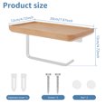 thumbnail image 3 of Dznils Wall Mount Stainless Steel Toilet Paper Holder with Wood Shelf, 7.8" x 4.7"x 4.7", Natural, 3 of 11