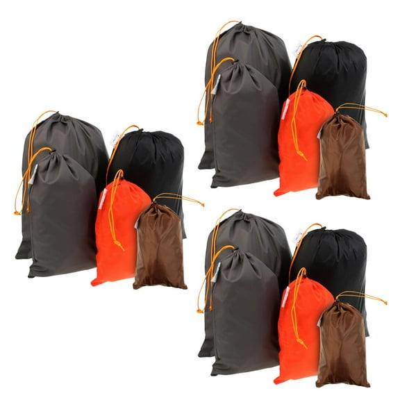 3x 5 Pieces/ Set Drawstring Camping Travel Stuff Sack Reusable Durable Luggage