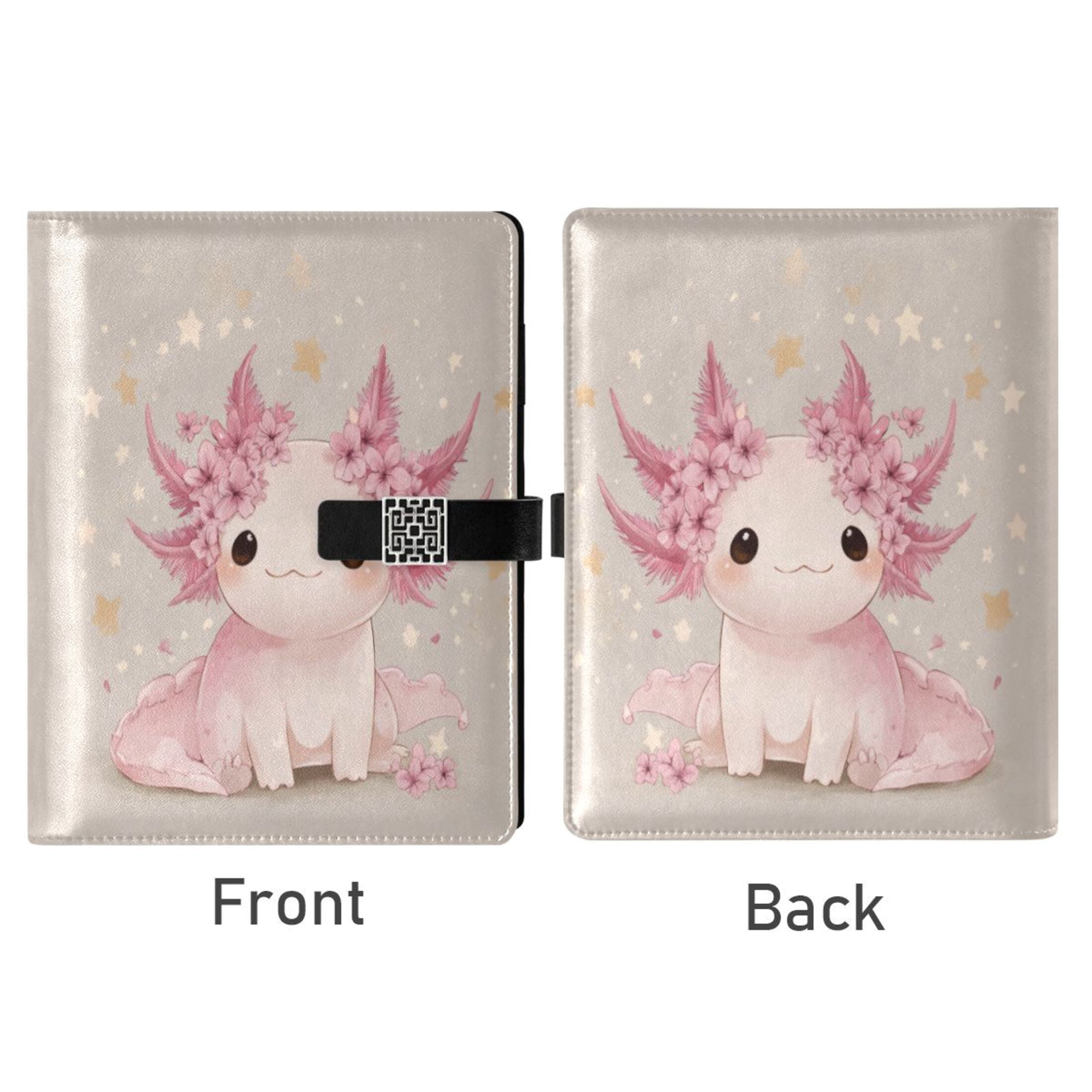 Leather Planner Leather Notebook Notebook Journal Binder Design Pen Pocket Design Convenient for Storage Cute Axolotl Pink