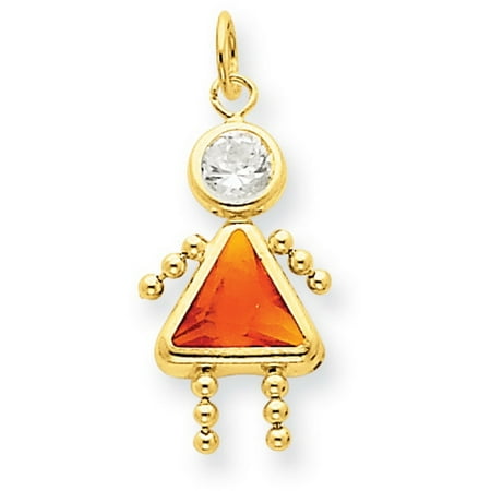 November Birthstone Boy Charm - 14k Yellow Gold November Girl Birthstone Charm