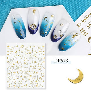  TailaiMei 12 Sheets Gold Moon Star Nail Stickers, 3D