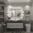 thumbnail image 2 of GODCHAR LED Bathroom Mirror Rectangular Anti-Fog Modern Style Mirror in Tempered Glass Black Frame 36x32 inch, 2 of 10