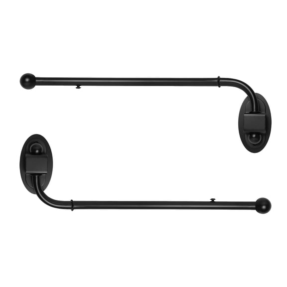 Meriville 14"-24" Swing Arm Curtain Rod, 3/4" Diameter, Black, 2 pieces
