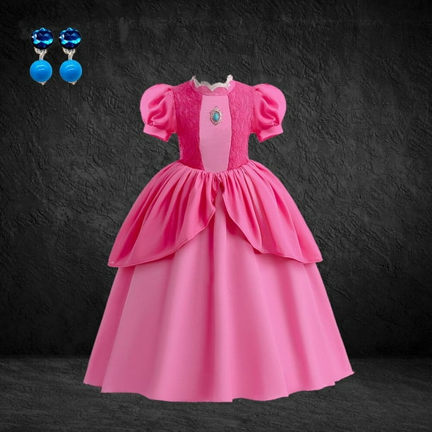 Vestido de princesa Peach para fiesta de cumpleaños de niñas, Vestido largo de encaje de manga abullonada rosa para baile de graduación, disfraz de Aurora para Halloween Fivean unisex