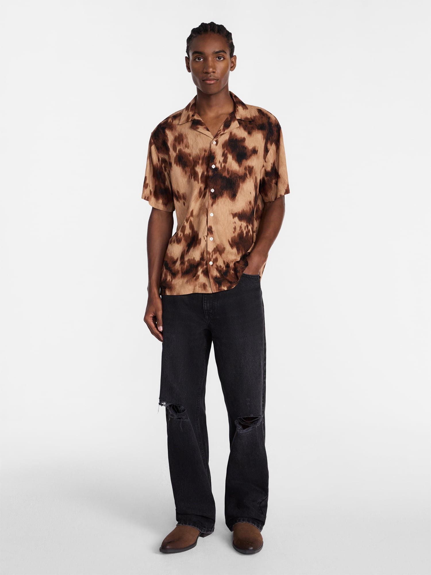 No Boundaries Textured Shirt with Short Sleeves, Men's XS-5XB