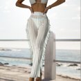 thumbnail image 2 of Pantalones de malla de punto para mujer Pantalones de ganchillo con cintura elástica Vacaciones simples en la playa FLhrweasw Nuevo, 2 of 7