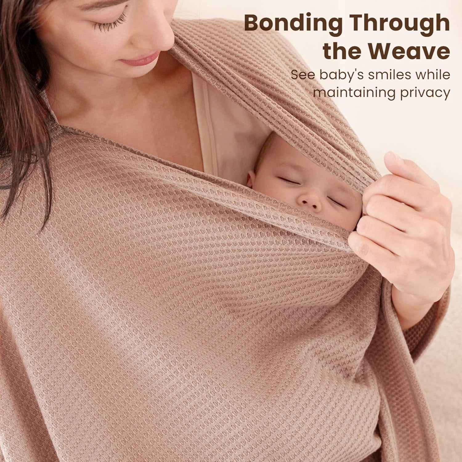 Nursing Cover for Breastfeeding, Soft & Breathable Privacy Poncho, Multi-Use Feeding Shawl, Comfortable & Portable Breastfeeding Cover for Women (Beige)