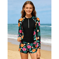 thumbnail image 4 of Lanbubble Girl Swimsuit for Teens 2 Piece Long Sleeve Rash Guard Bathing Suits Padded Girls Swimwear 11-16Y, 4 of 7