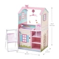 thumbnail image 4 of Classic Double-Sided Baby Doll Nursery Station Dollhouse Combo with Baby Doll Swing Chair, Pink/Beige, 4 of 12