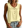 thumbnail image 4 of Women's Front Placket Top Baeitkot Women's Solid Color Casual Lace Up Front Placket Top Yellow L, 4 of 8