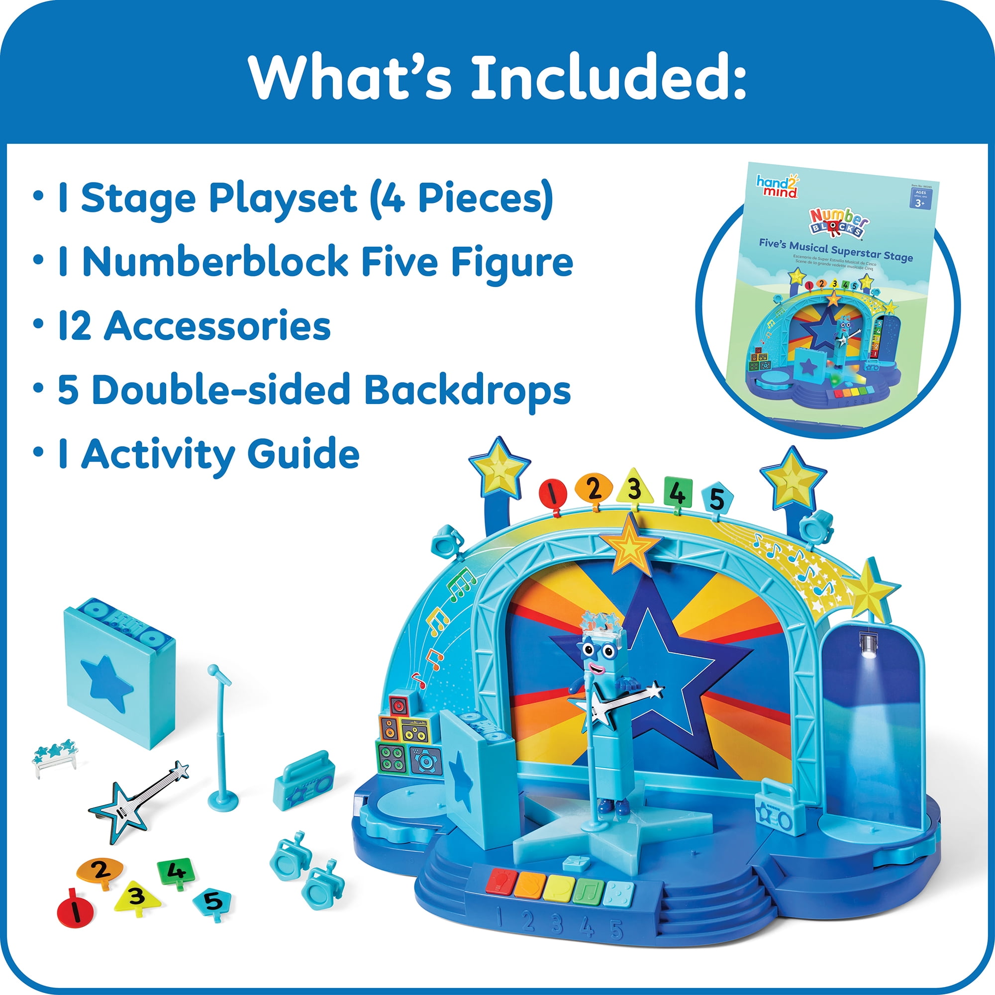 Numberblocks Five's Musical Superstar Stage Playset for Ages 3+, 15-Piece Educational Toy