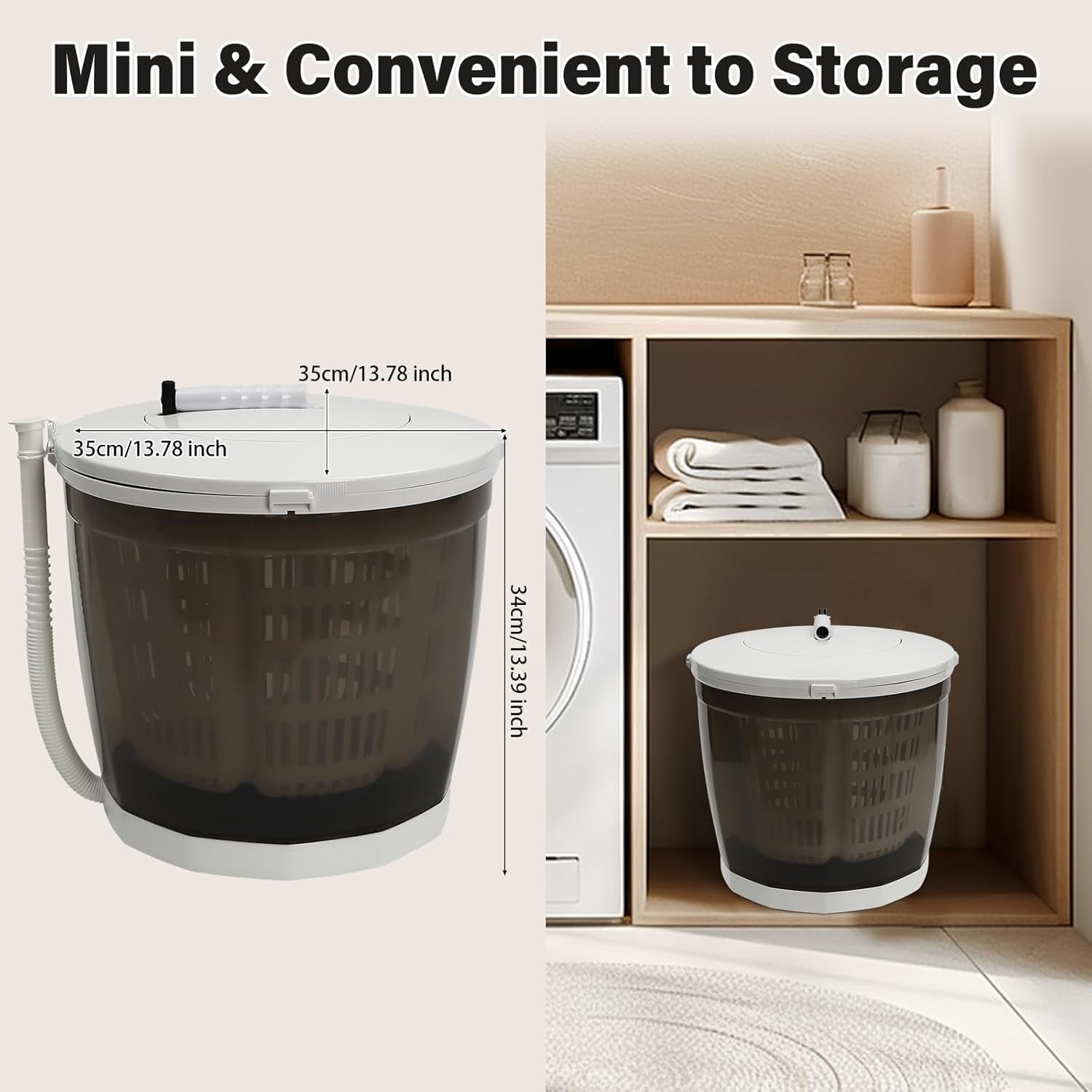 Mini Portable Washing Machine and Dryer,2 in 1 Manual Washing Machine for Clothes Spin Dryer Mini Traveling Outdoor Washing Machine Non-Electric Compact Washer Spin Dryer for RV Travel