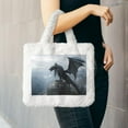 thumbnail image 6 of Rocae Valley Gray Dragon or Plush Underarm Bag White Furry Purse Handbag for Autumn and Winter, 6 of 7