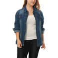 thumbnail image 3 of GRACE & GRANDEUR Women's Plus Jean Jacket Button Closed Cropped Denim Jacket, 3 of 5