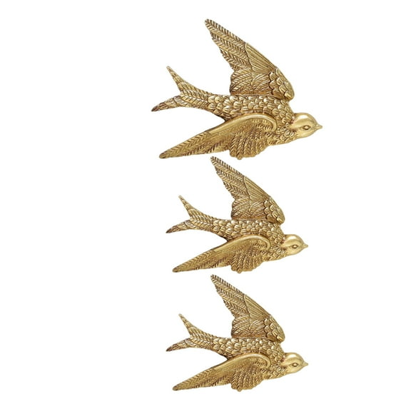Masteelf  3 Pcs Wall Sculpture Resin Swallow Pendant Filling Decoration Neck Halter Accessories Golden