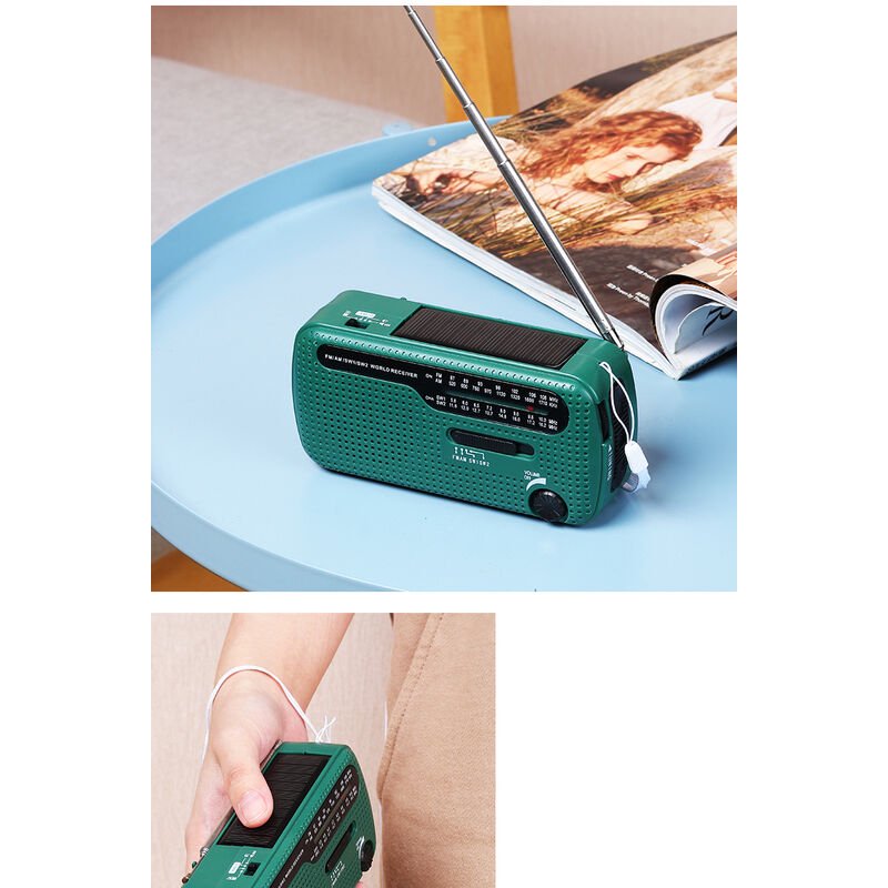 Radio Solaire Urgence - FM/AM/NOAA Avec Manivelle Et LED