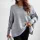 thumbnail image 5 of Ronda Masajeadores de cuello lado split suéter moda suelta manga larga Jumper Top para Otoño Invierno gris claro M, 5 of 8