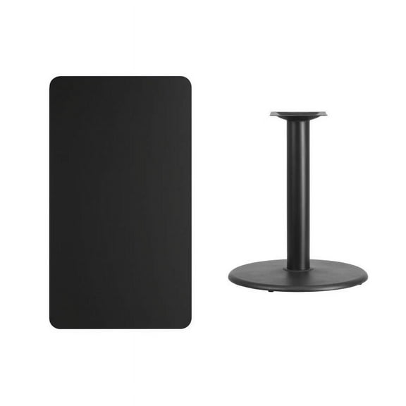 24" X 42" Rectangular Black Laminate Table Top With Table Height Round Base - Table Height Restaurant Table