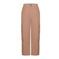 thumbnail image 6 of JJHGVB Cargo Pants Women High Waisted Pants Cargo Pants For Women High Waisted Hiking Pants Baggy Stretchy Wide Leg Y2K Streetwear With 6 Pockets Wide Leg Pants Woman Baggy Pants Rose Gold S, 6 of 7