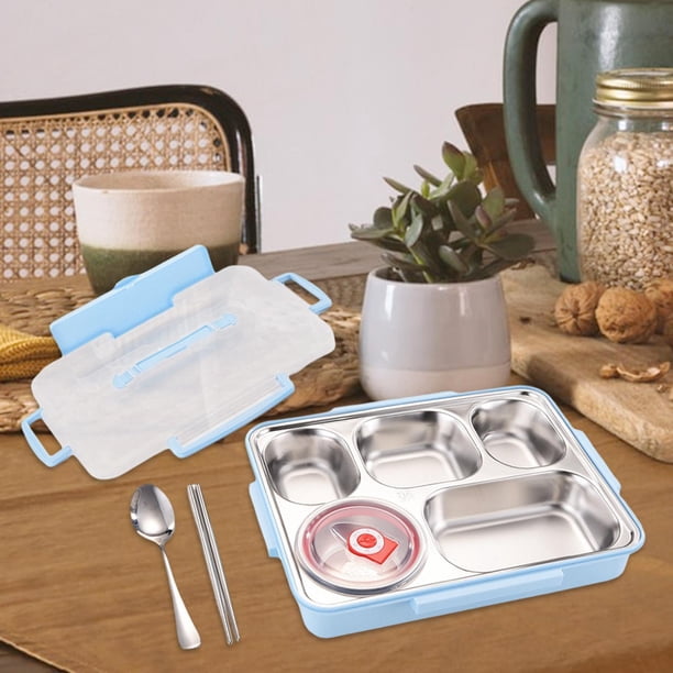Fiambrera Bento, calentador de alimentos, calentador de agua caliente de acero inoxidable, capa única a prueba de fugas para viajes, oficina, Picnics, , azul BLESIY Contenedor de almuerzo